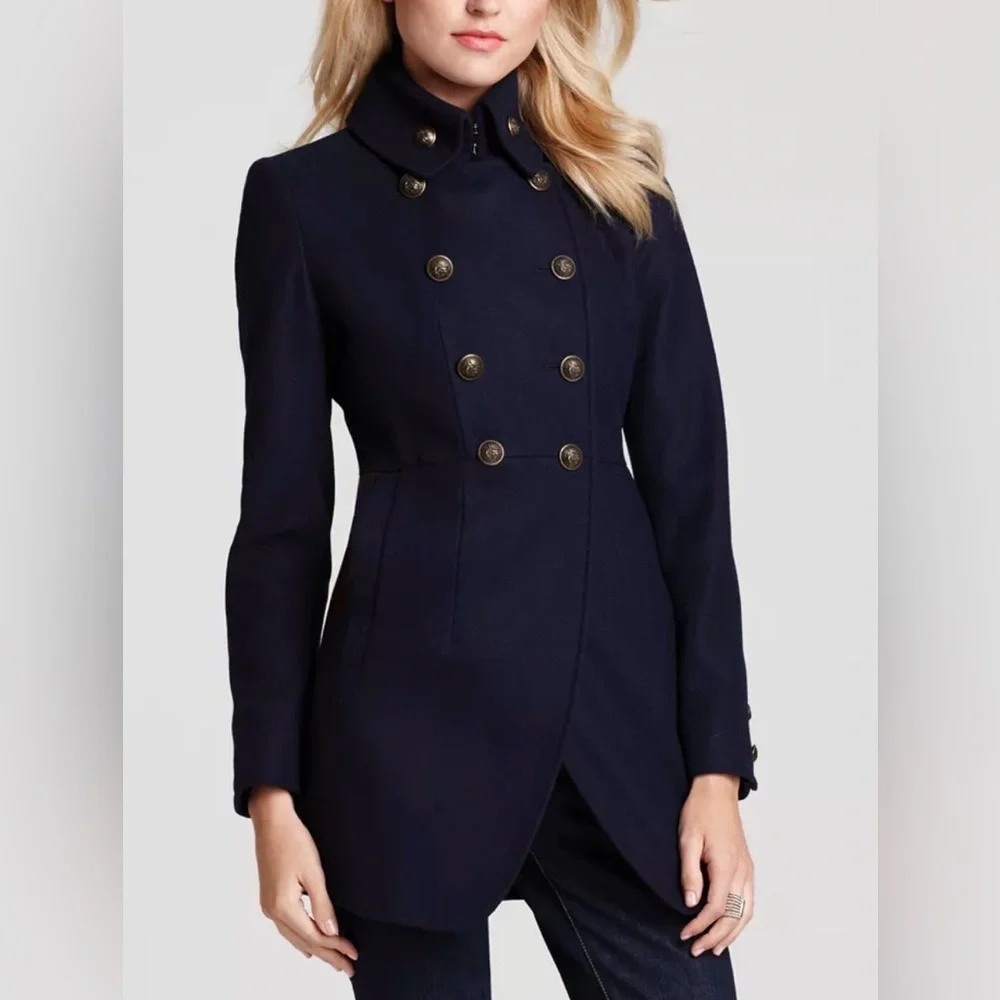 DKNY Navy Blue Double-Breasted Pea Coat Women’s Size 10